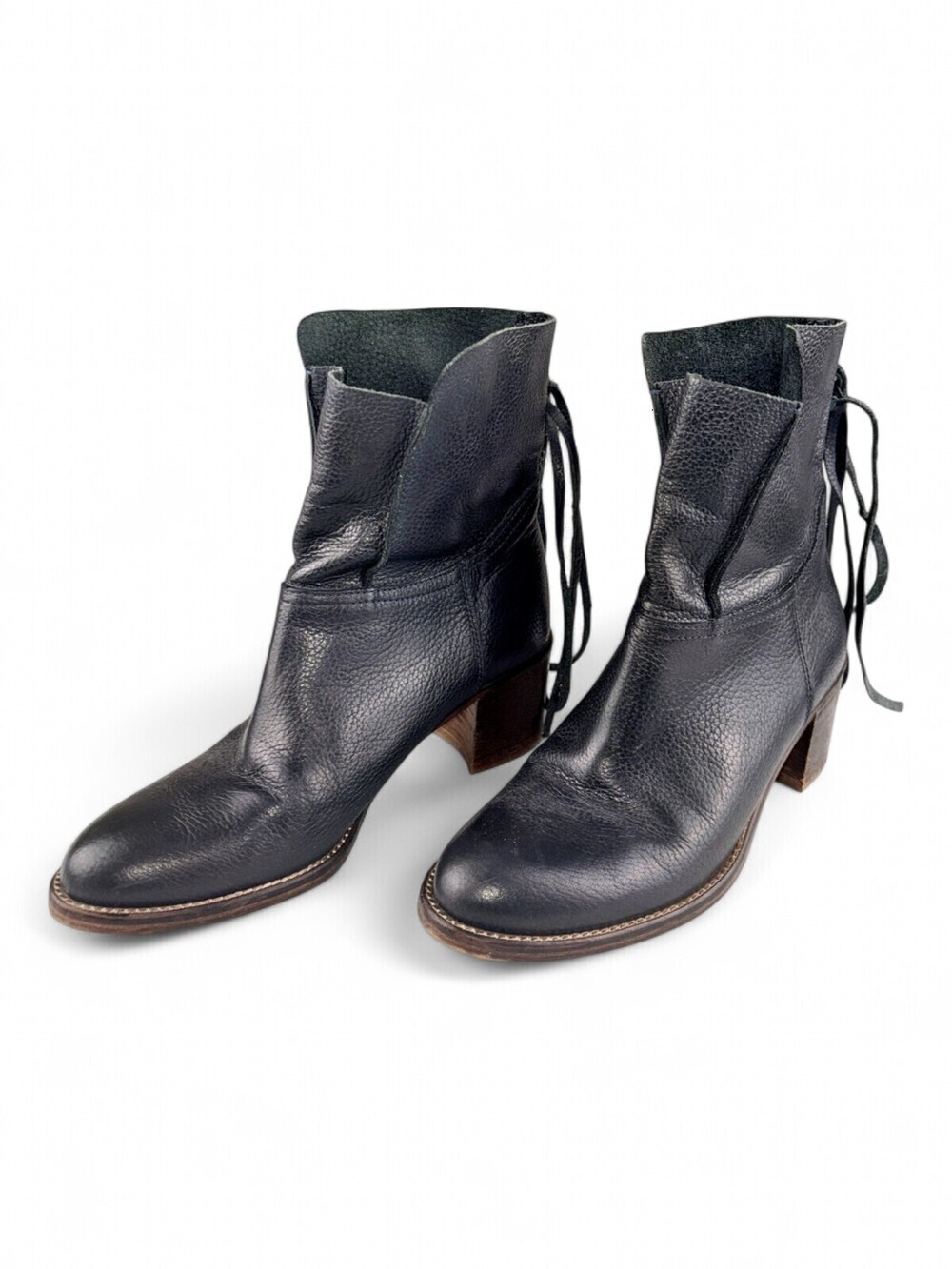 Vero Cuoio Black Leather Ankle Boots Sz 7 (EU 37.5)